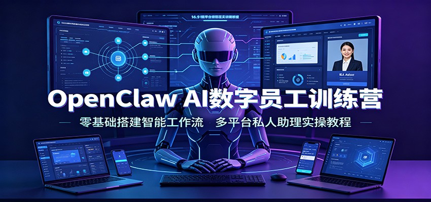 OpenClaw AI数字员工训练营：零基础搭建智能工作流，多平台私人助理实操教程-卿云社