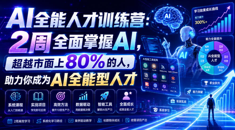 AI全能人才训练营:2周全面掌握AI,超越市面上80%的人,助力你成为AI全能型人才-卿云社