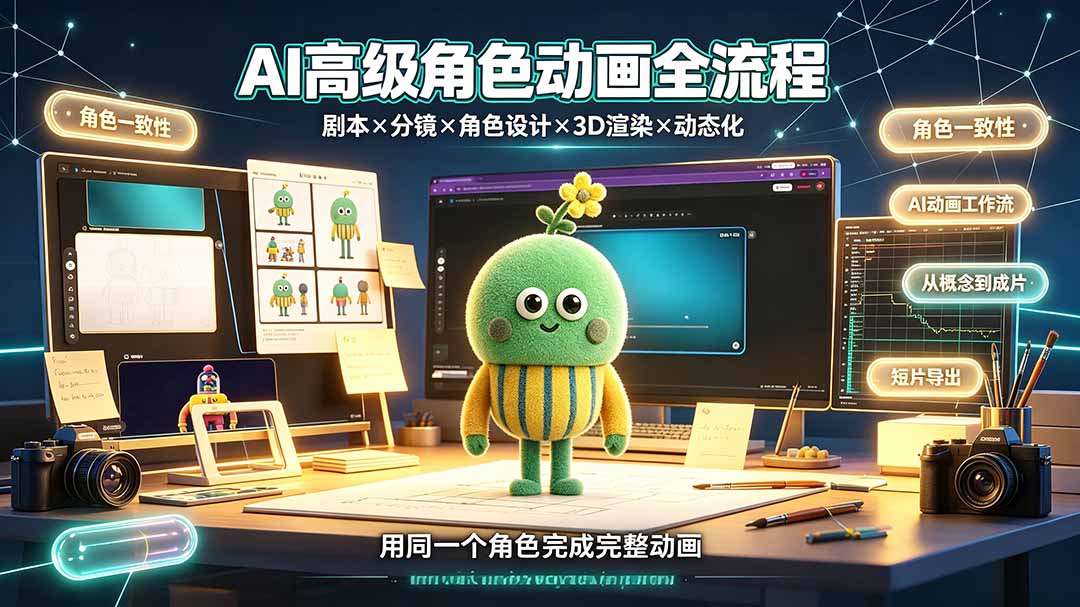 AI高级角色动画全流程：剧本×分镜×角色设计×3D渲染×动态化，从概念到成片一站式教学-卿云社