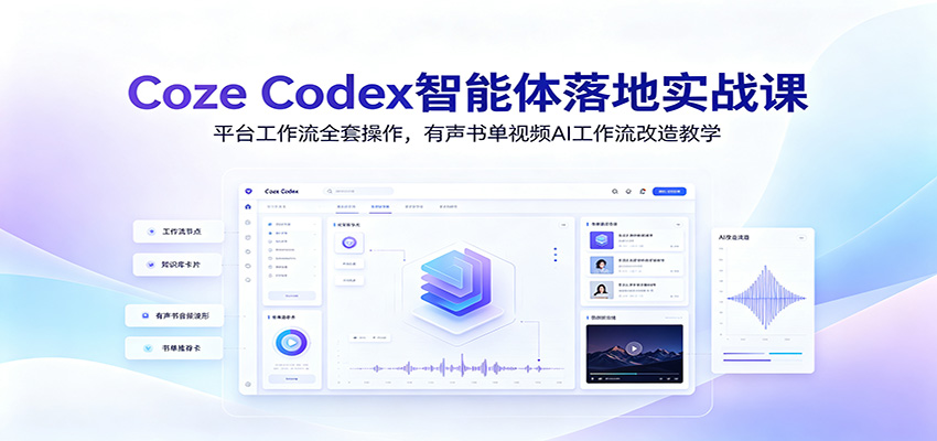 Coze Codex智能体落地实战课：平台工作流全套操作，有声书单视频AI工作流改造教学-卿云社