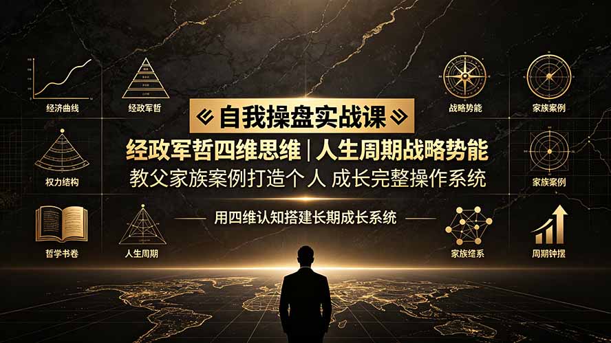 自我操盘实战课:经政军哲四维思维|人生周期战略势能|教父家族案例打造个人成长完整操作系统-卿云社