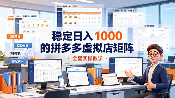 稳定日入 1000 的拼多多虚拟店矩阵，全套实操教学-卿云社