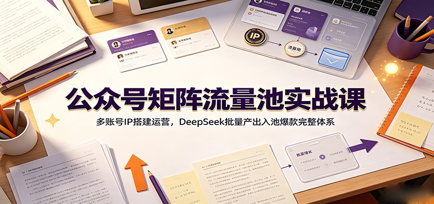 公众号矩阵流量池实战课：多账号IP搭建运营，DeepSeek批量产出入池爆款完整体系-卿云社