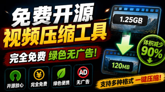 Github开源视频压缩瘦身工具，轻松压缩90%，并保持画质清晰，完全免费绿色无广告！VideoSlim-卿云社