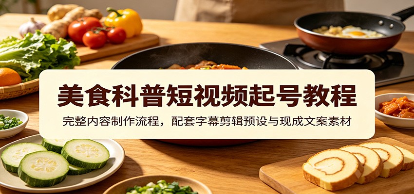 美食科普短视频起号教程：完整内容制作流程，配套字幕剪辑预设与现成文案素材-卿云社