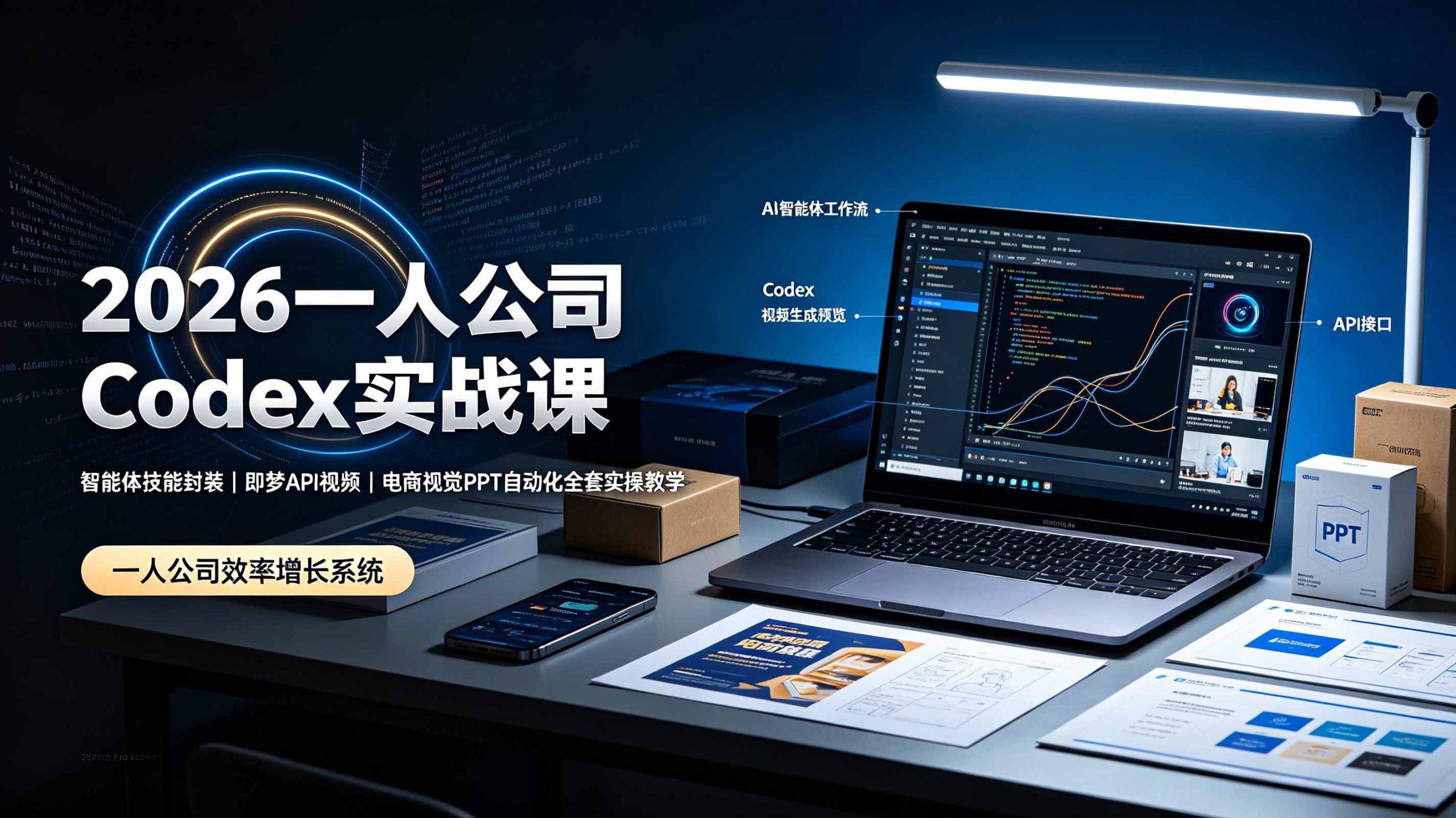 2026一人公司Codex实战课◆智能体技能封装|即梦API视频|电商视觉PPT自动化全套实操教学-卿云社