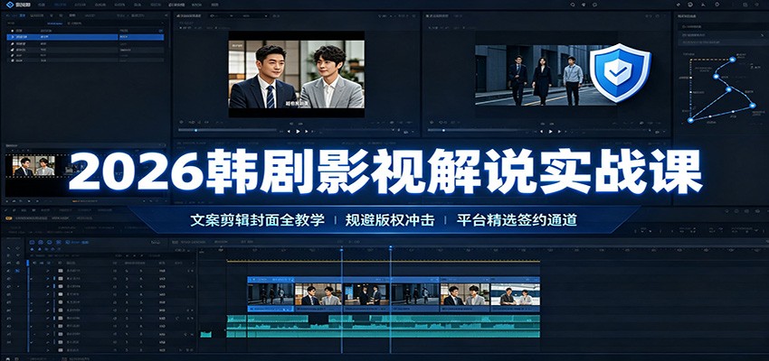 2026韩剧影视解说实战课:文案剪辑封面全教学,规避版权冲击平台精选签约通道-卿云社