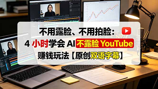 不用露脸、不用拍脸：4 小时学会 AI 不露脸 YouTube 赚钱玩法【原创双语字幕】-卿云社