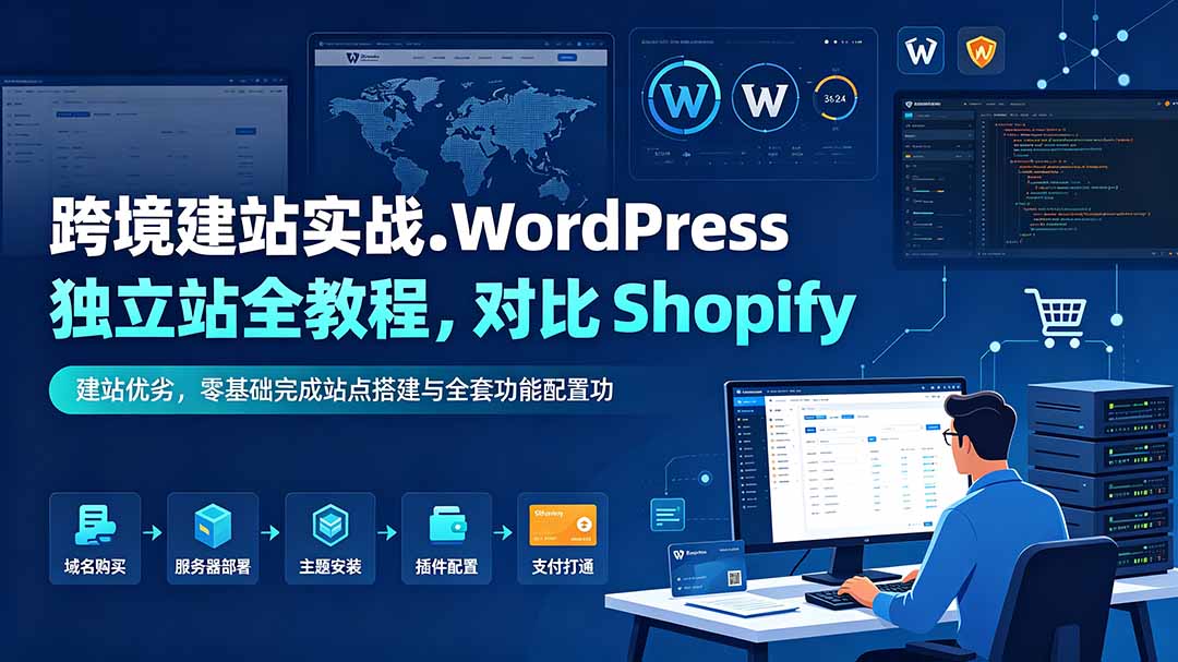 跨境建站实战：WordPress 独立站全教程，对比 Shopify 建站优劣，零基础完成站点搭建与全套功能配置-卿云社