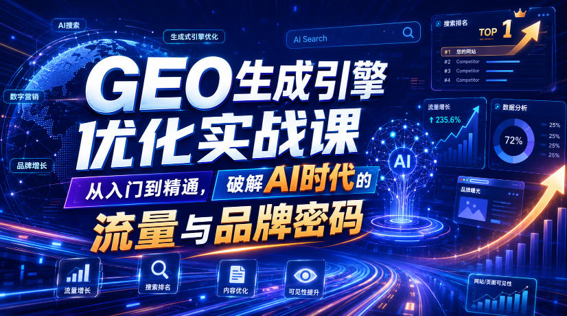 GEO生成引擎优化实战课,从入门到精通,破解AI时代的流量与品牌密码-卿云社