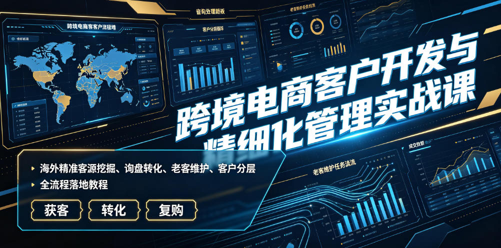 跨境电商客户开发与精细化管理实战课｜海外精准客源挖掘、询盘转化、老客维护、客户分层全流程落地教程-卿云社