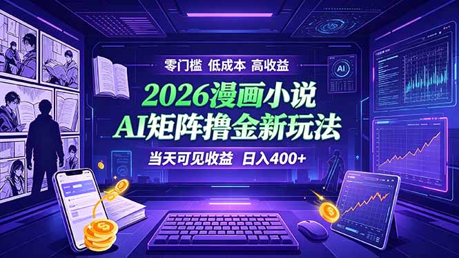 爆款小说漫画大阅读 ai矩阵操作 当天可见收益 日入400+ 零门槛 高收益-卿云社