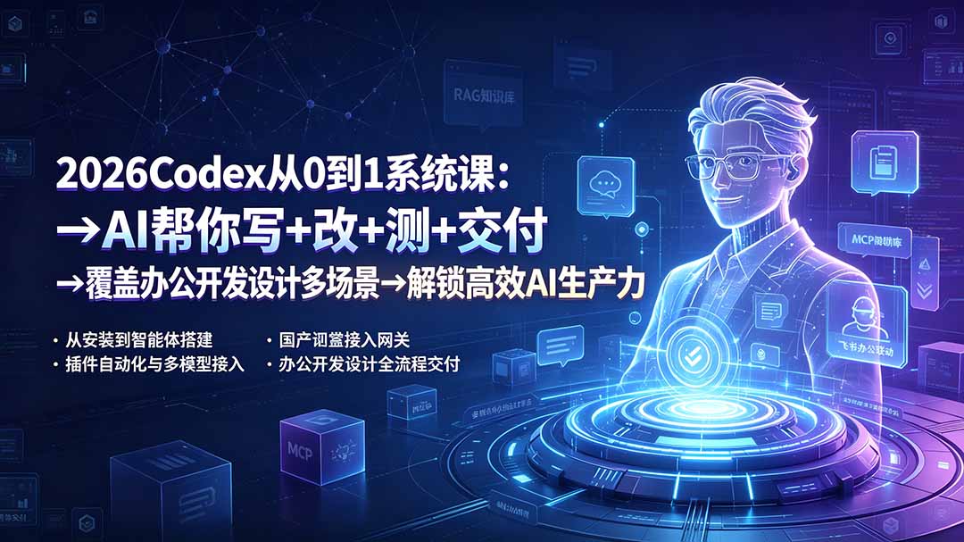 2026Codex从0到1系统课:→AI帮你写+改+测+交付→覆盖办公开发设计多场景→解锁高效AI生产力-卿云社