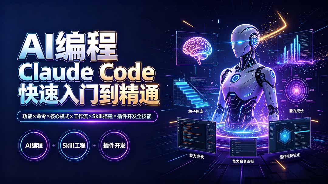 AI编程 Claude Code快速入门到精通：功能×命令×核心模式×工作流×Skill搭建×插件开发全技能-卿云社