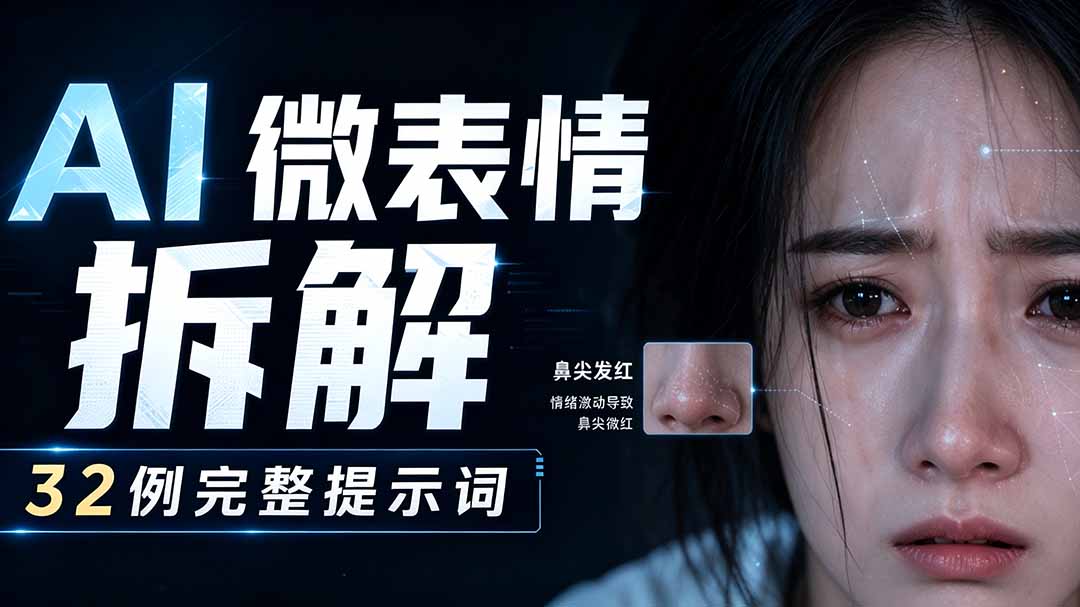 AI微表情拆解提示词合集，精准调控AI角色表情，告别塑料感、AI面瘫脸。-卿云社