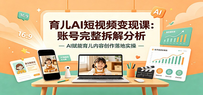 育儿AI短视频变现课：账号完整拆解分析，AI赋能育儿内容创作落地实操-卿云社