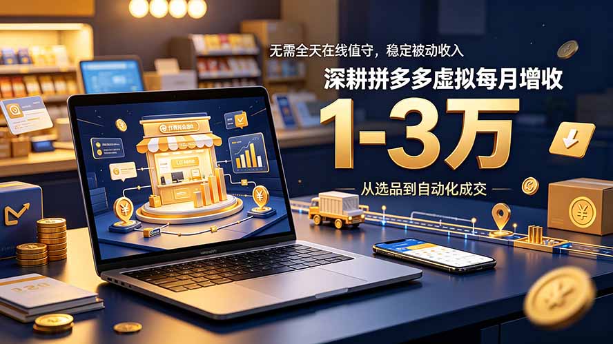 无需全天在线值守,稳定被动收入,深耕拼多多虚拟每月增收 1-3 万-卿云社