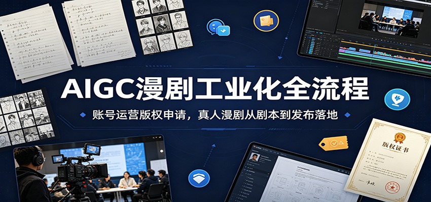 AIGC漫剧工业化全流程：账号运营版权申请，真人漫剧从剧本到发布落地-卿云社