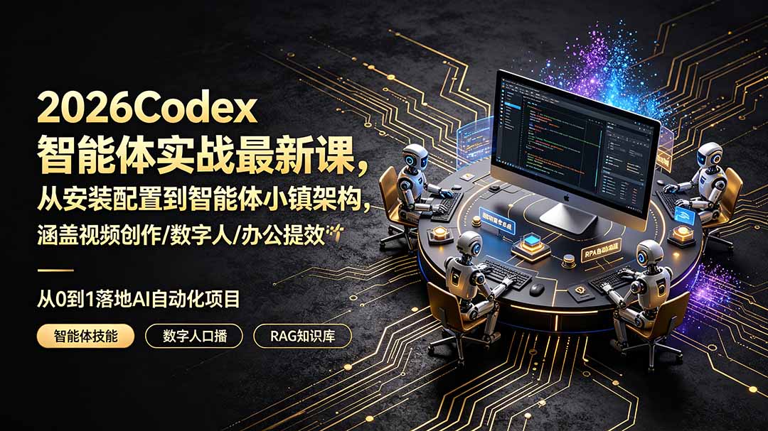 2026Codex智能体实战最新课,从安装配置到智能体小镇架构,涵盖视频创作/数字人/办公提效全技能-卿云社