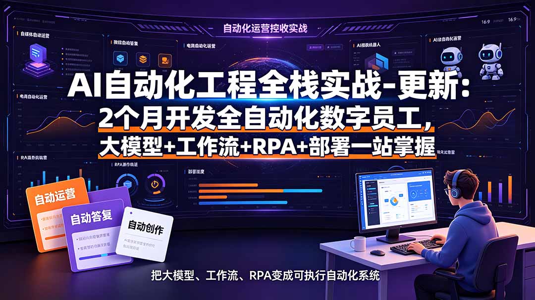 AI自动化工程全栈实战-更新：2个月开发全自动化数字员工，大模型+工作流+RPA+部署一站式掌握-卿云社