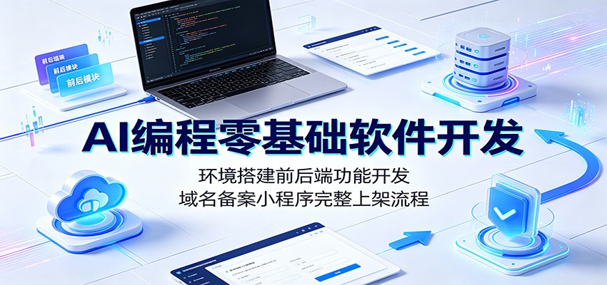 AI编程零基础软件开发:环境搭建前后端功能开发,域名备案小程序完整上架流程-卿云社