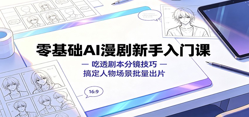 零基础AI漫剧新手入门课：吃透剧本分镜技巧，搞定人物场景批量出片-卿云社