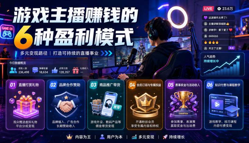 付费文章:游戏主播賺钱的6种盈利模式-卿云社
