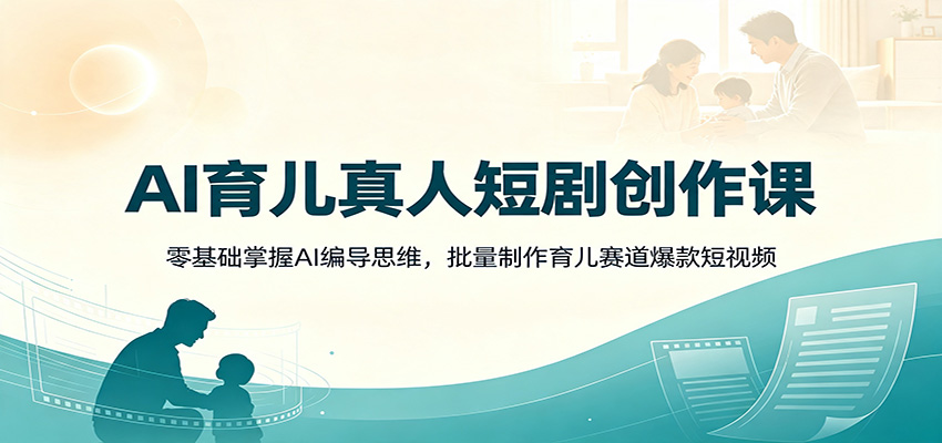 AI育儿真人短剧创作课：零基础掌握AI编导思维，批量制作育儿赛道爆款短视频-卿云社