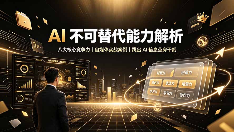 付费文章：AI 不可替代能力解析▸八大核心竞争力｜自媒体实战案例｜跳出 AI 信息茧房干货-卿云社