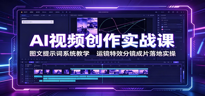 AI视频创作实战课：图文提示词系统教学，运镜特效分镜成片落地实操-卿云社