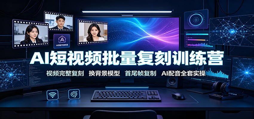AI短视频批量复刻训练营：视频完整复刻，换背景模型、首尾帧复制、AI配音全套实操-卿云社