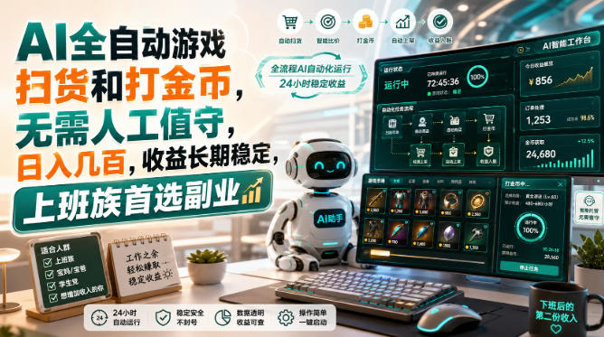 AI全自动游戏皮肤扫货和打金币，日入几百，内部方法大揭秘，0门槛！-卿云社