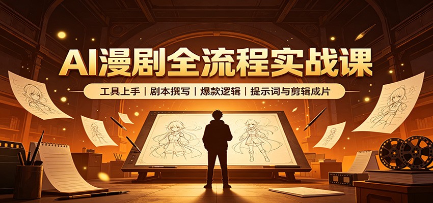 AI漫剧全流程实战课：工具上手、剧本撰写、爆款逻辑、提示词与剪辑成片-卿云社