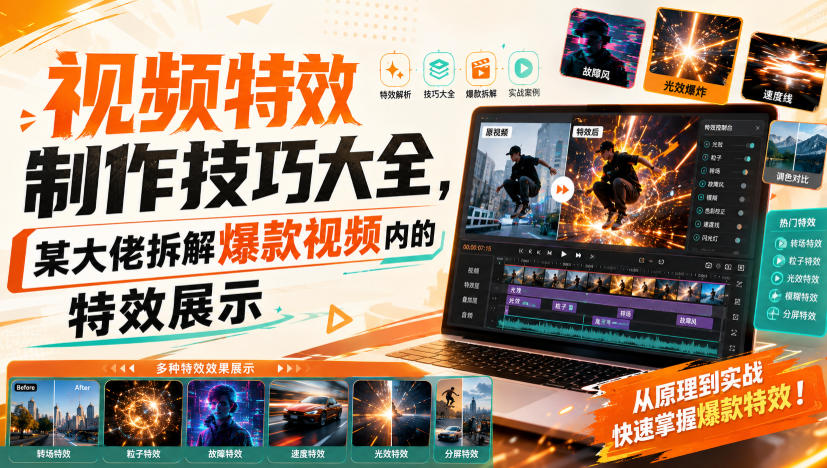 视频特效制作技巧大全，某大佬拆解爆款视频内的特效展示-卿云社