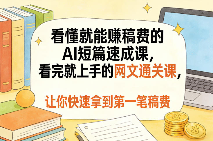 看懂就能賺稿费的AI短篇速成课，看完就上手的网文通关课，让你快速拿到第一笔稿费(更新8月)-卿云社