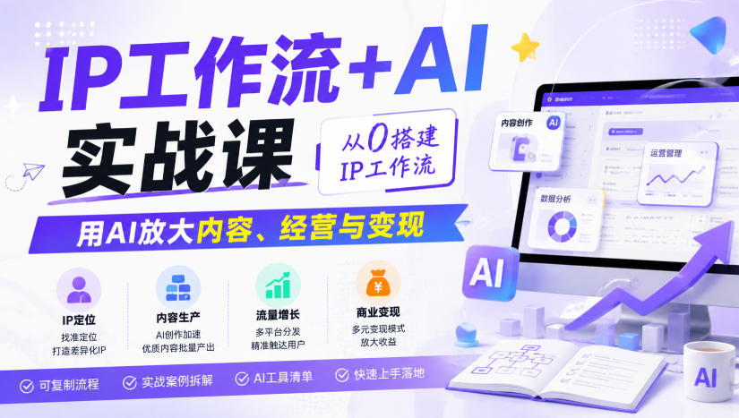 IP工作流+AI实战课,从0搭建IP工作流,用AI放大内容、经营与变现-卿云社