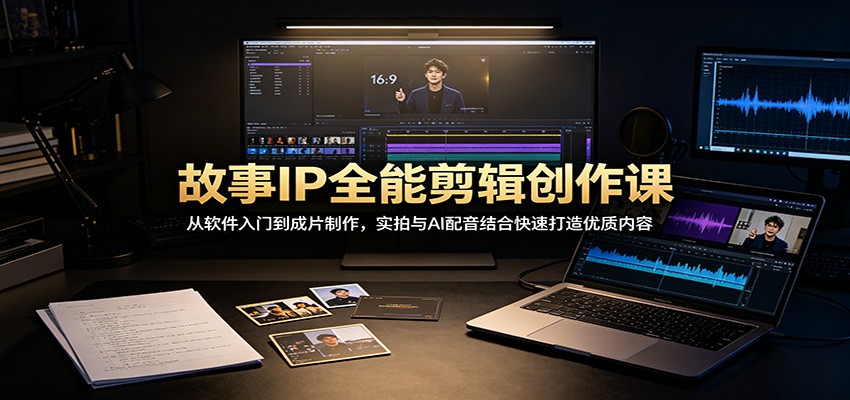 故事IP全能剪辑创作课：从软件入门到成片制作，实拍与AI配音结合快速打造优质内容-卿云社