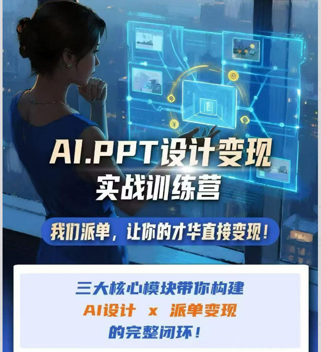 AI+PPT设计变现实战训练营,我们派单,让你的才华直接变现,三大核心模块带你构建Al设计x派单变现的完整闭环-卿云社