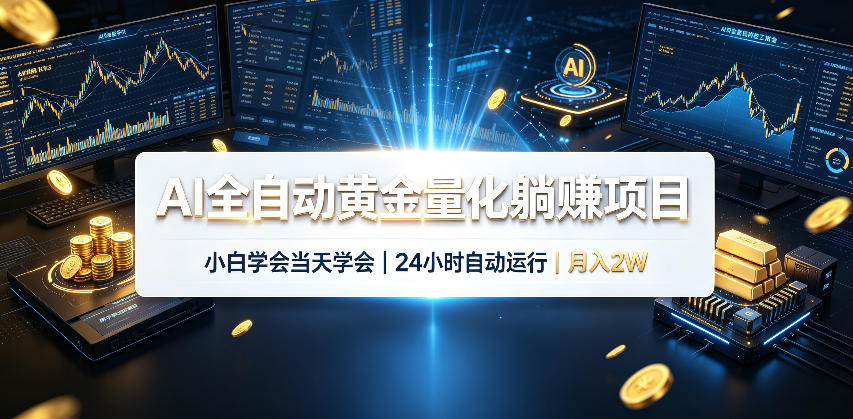 AI全自动黄金量化躺賺项目，24小时自动运行，月入2W！-卿云社