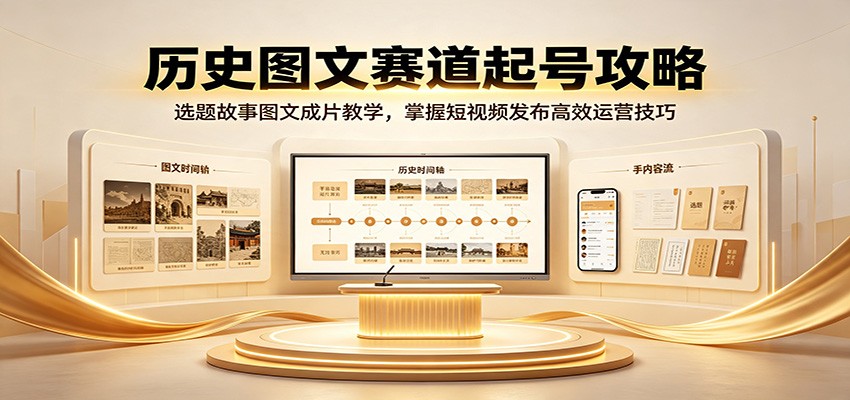 历史图文赛道起号攻略：选题故事图文成片教学，掌握短视频发布高效运营技巧-卿云社
