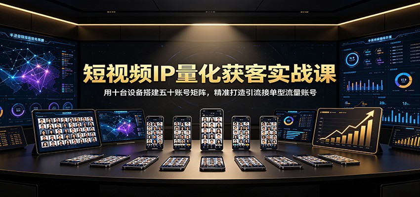 短视频IP量化获客实战课:用十台设备搭建五十账号矩阵,精准打造引流接单型流量账号-卿云社