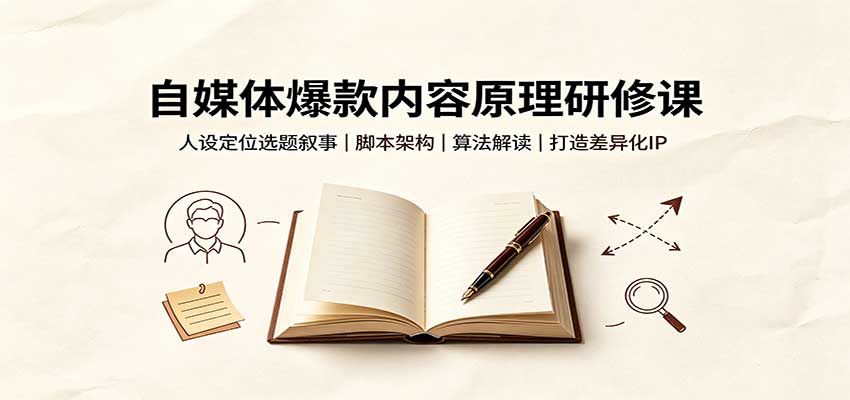 自媒体爆款内容原理研修课：人设定位选题叙事，脚本架构，算法解读打造差异化IP-卿云社