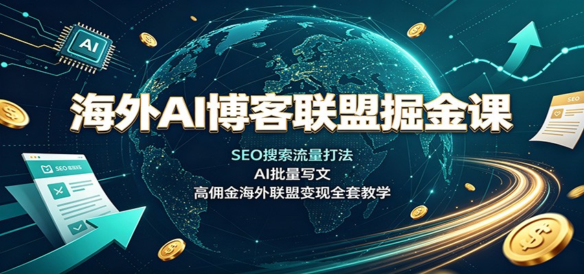 海外AI博客联盟掘金课:SEO搜索流量打法,AI批量写文,高佣金海外联盟变现全套教学-卿云社