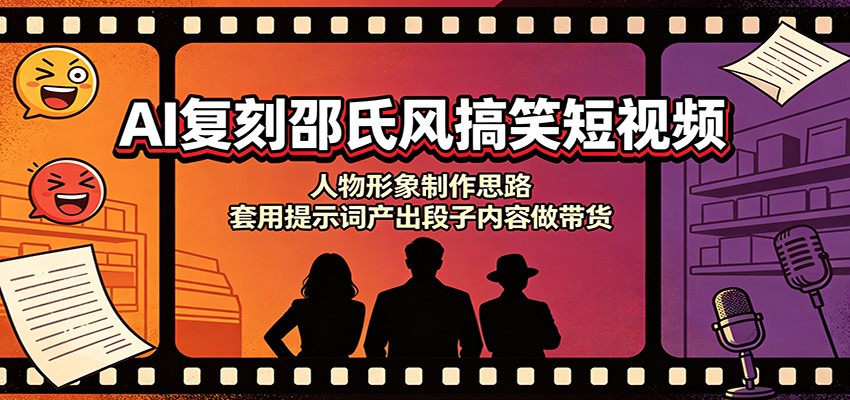 AI复刻邵氏风搞笑短视频:人物形象制作思路,套用提示词产出段子内容做带货-卿云社