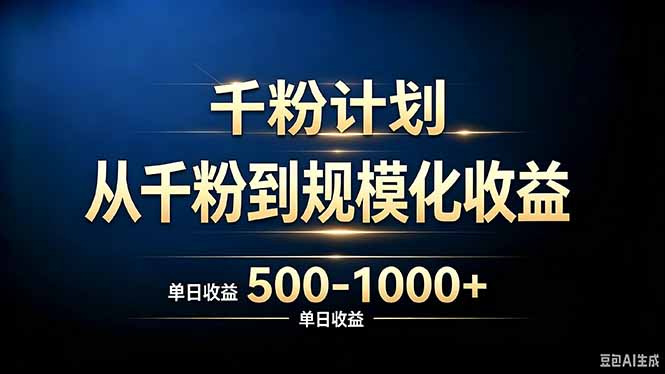 抖音千粉账号计划，从千粉到规模化收益 500-1000+单日收益-卿云社