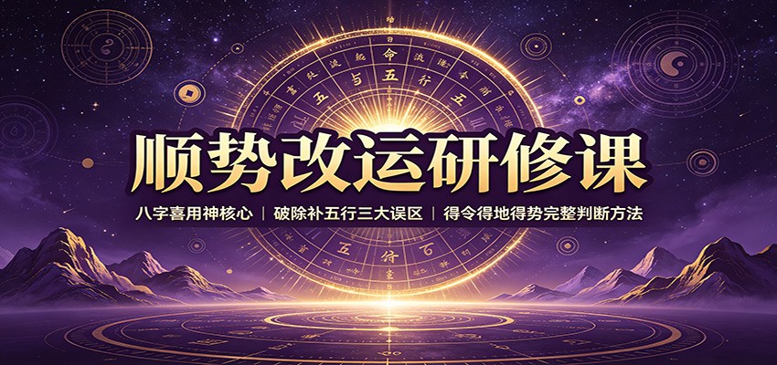顺势改运研修课:八字喜用神核心,破除补五行三大误区,得令得地得势完整判断方法-卿云社