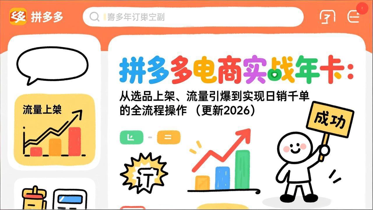 拼多多电商实战年卡：从选品上架、流量引爆到实现日销千单的全流程操作(更新2026年8月-卿云社