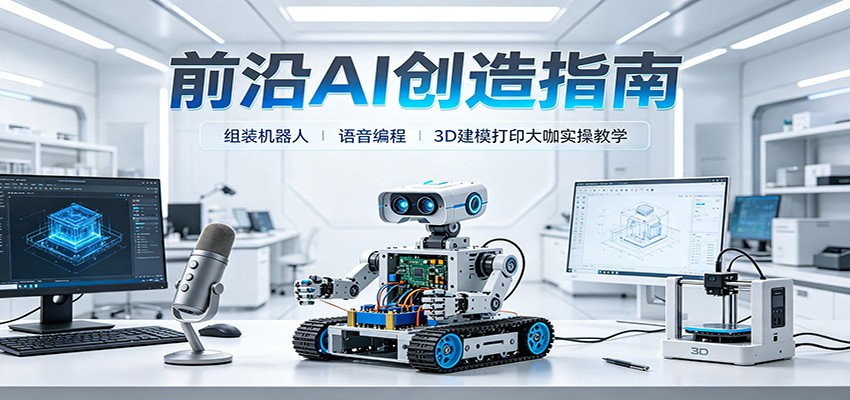 前沿AI创造指南：组装机器人、语音编程、3D建模打印大咖实操教学-卿云社