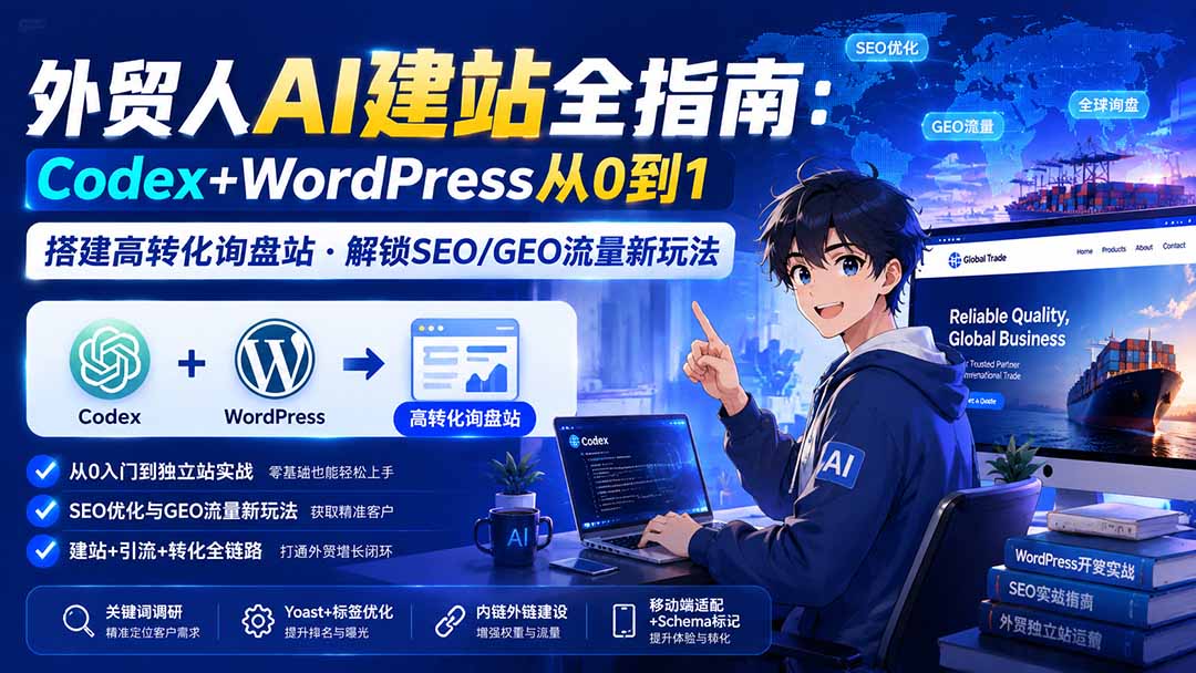 外贸人AI建站全指南：Codex+WordPress从0到1·搭建高转化询盘站·解锁SEO/GEO流量新玩法-更新-卿云社