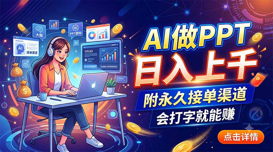 AI做PPT日入上千，附永久接单渠道，会打字就能赚-卿云社